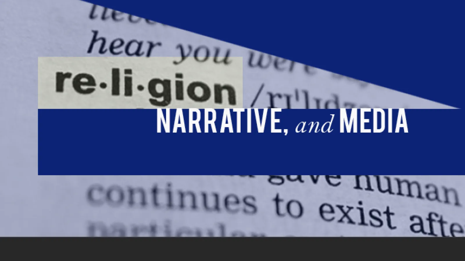 Color Image a logo reading religion, narrative, and media