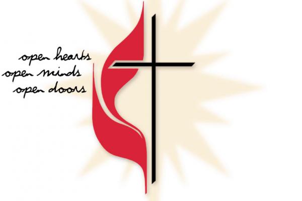 UMC symbol and slogan, open hearts, open minds, open doors